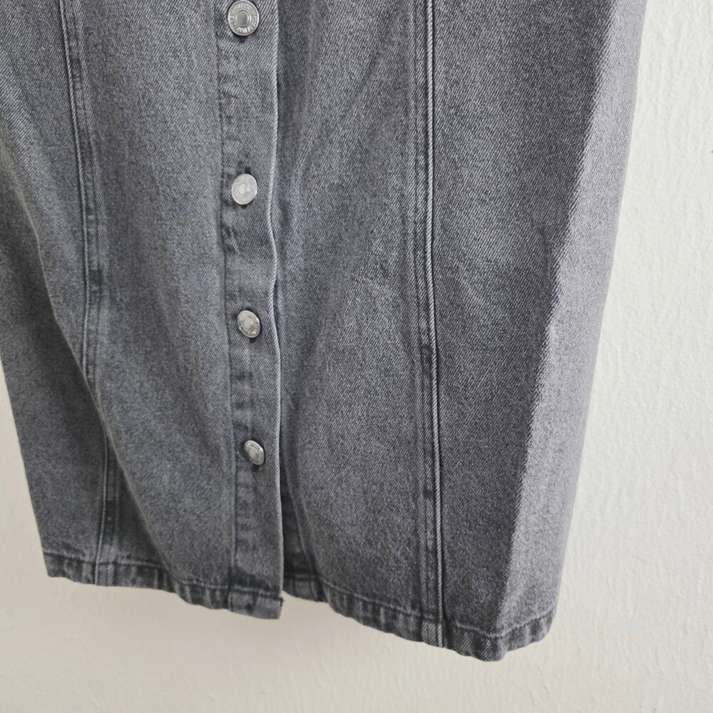 Forever 21 Plus Black Denim Overall Mini Dress Button Front 0X NWT - Picture 6 of 10